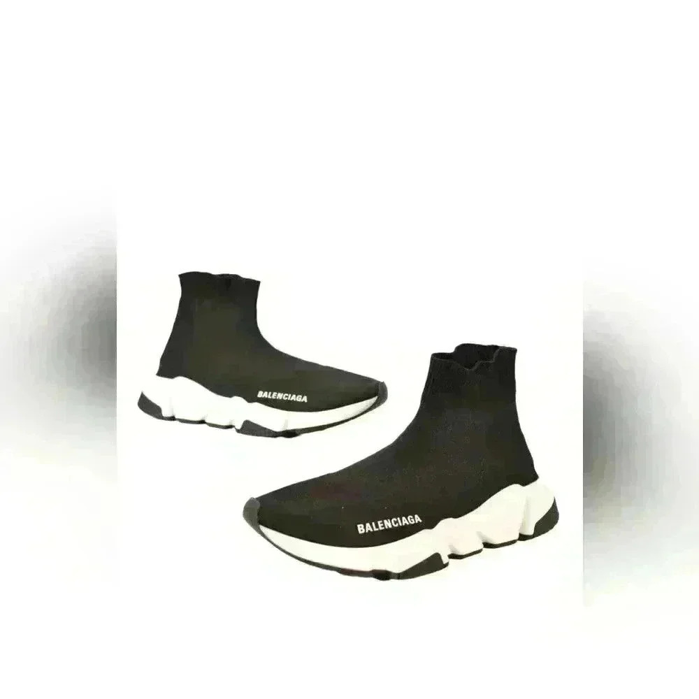 BALENCIAGA  Black White Neoprene Rubber Womens Knit Speed Sneaker 7US Italy